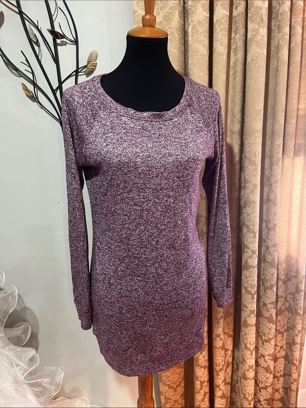 Athleta Heathered Plum Long Sleeve Tunic Dress